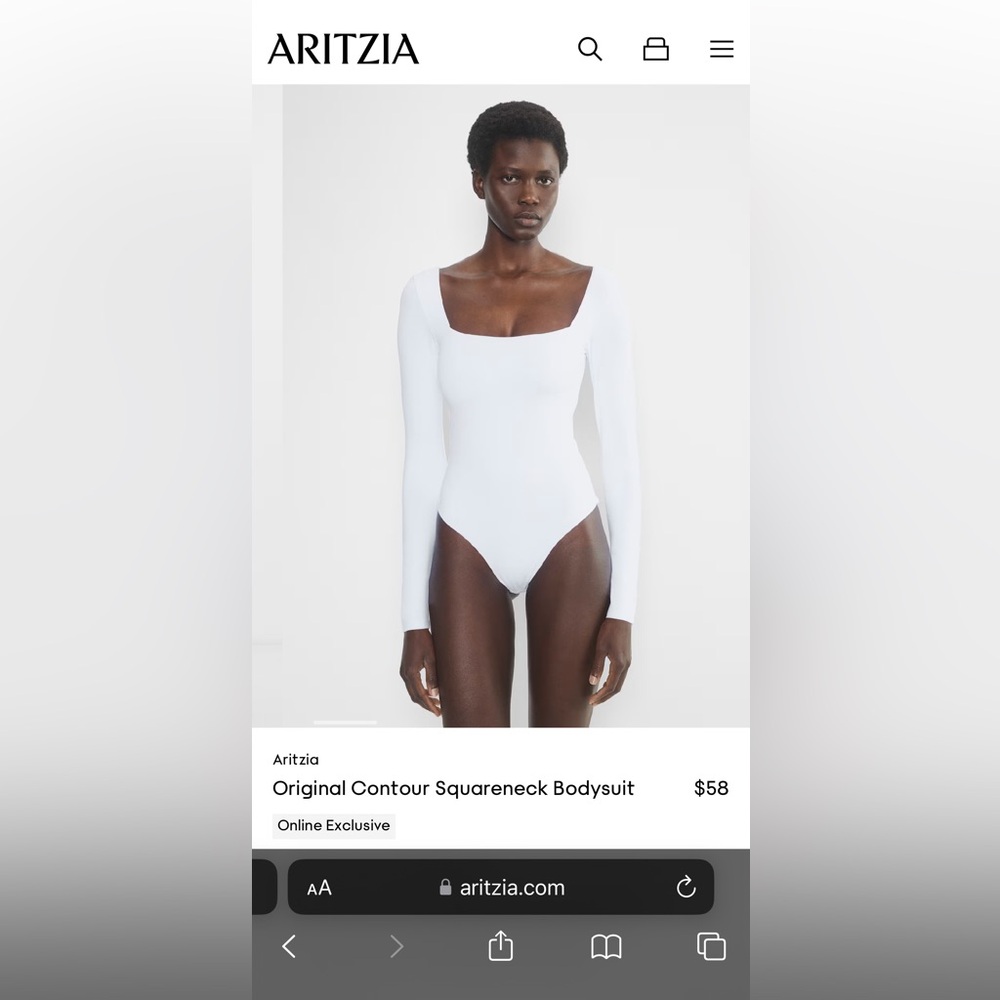 Aritzia Original Contour Squareneck Bodysuit in Bright White - size M